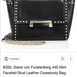 DVF Black Studded Leather Crossbody Bag